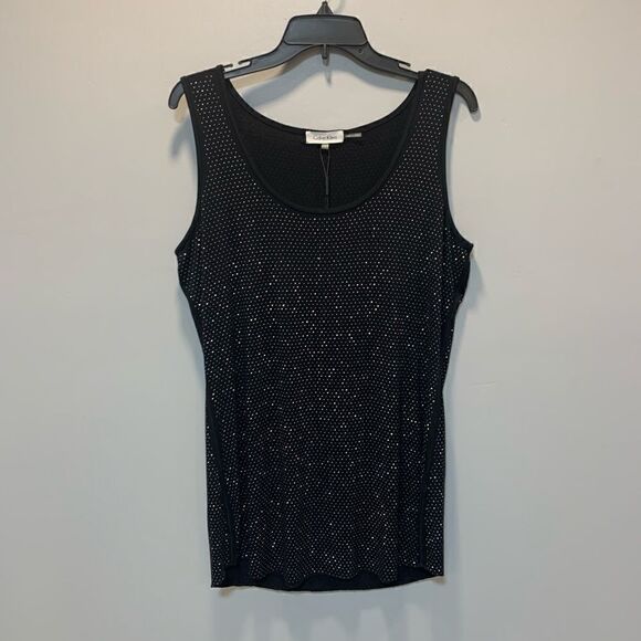 NWT Calvin Klein women’s size large black tank top with all over rhinest… - Picture 11 of 14